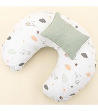 Yunikobaby Kuş Desen Elyaf Sırt Destekli Yıkanabilir Mint Emzirme Yastığı