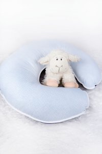 Babynest Ekose Elyaf Sırt Destekli Yıkanabilir Mavi Emzirme Yastığı