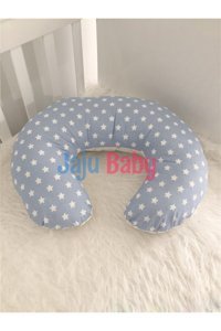 Jaju Baby Yıldız Desen Elyaf Sırt Destekli Yıkanabilir Mavi Emzirme Yastığı