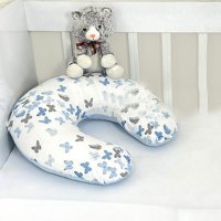 Ebabynest Kelebek Desen Elyaf Sırt Destekli Yıkanabilir Mavi Emzirme Yastığı