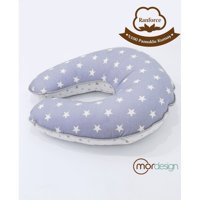 Mordesign Yıldız Desen Zg559 Elyaf Sırt Destekli Yıkanabilir Gri Emzirme Yastığı