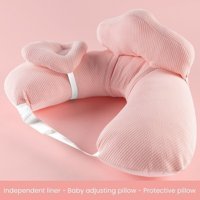 Shun Pamuklu Sırt Destekli Yıkanabilir Pembe Emzirme Yastığı