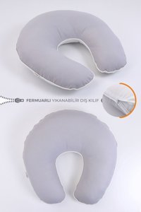 Umaybebek Elyaf Sırt Destekli Yıkanabilir Gri Emzirme Yastığı