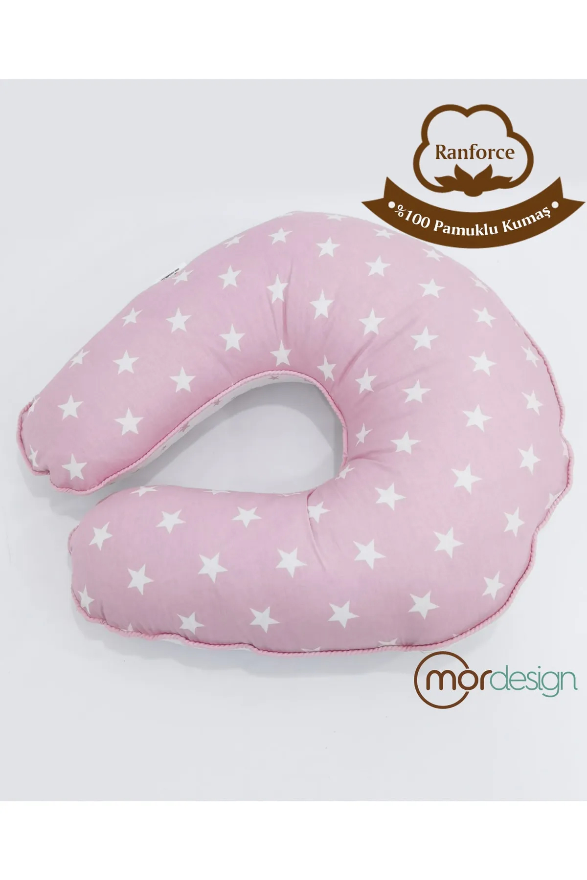 Mordesign Yıldız Desen Elyaf Sırt Destekli Yıkanabilir Pembe Emzirme Yastığı