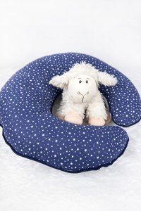 Babynest Minik Yıldız Elyaf Sırt Destekli Yıkanabilir Lacivert-Mavi Emzirme Yastığı