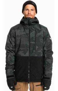 Quiksilver Printed Block Softshell Gore Tex Su Geçirmez Fermuarlı Polyester Erkek Outdoor Mont Siyah