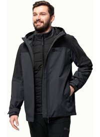 Jack Wolfskin Glaabach 3in1 Softshell Gore Tex Su Geçirmez Fermuarlı Polyester Erkek Outdoor Mont Siyah
