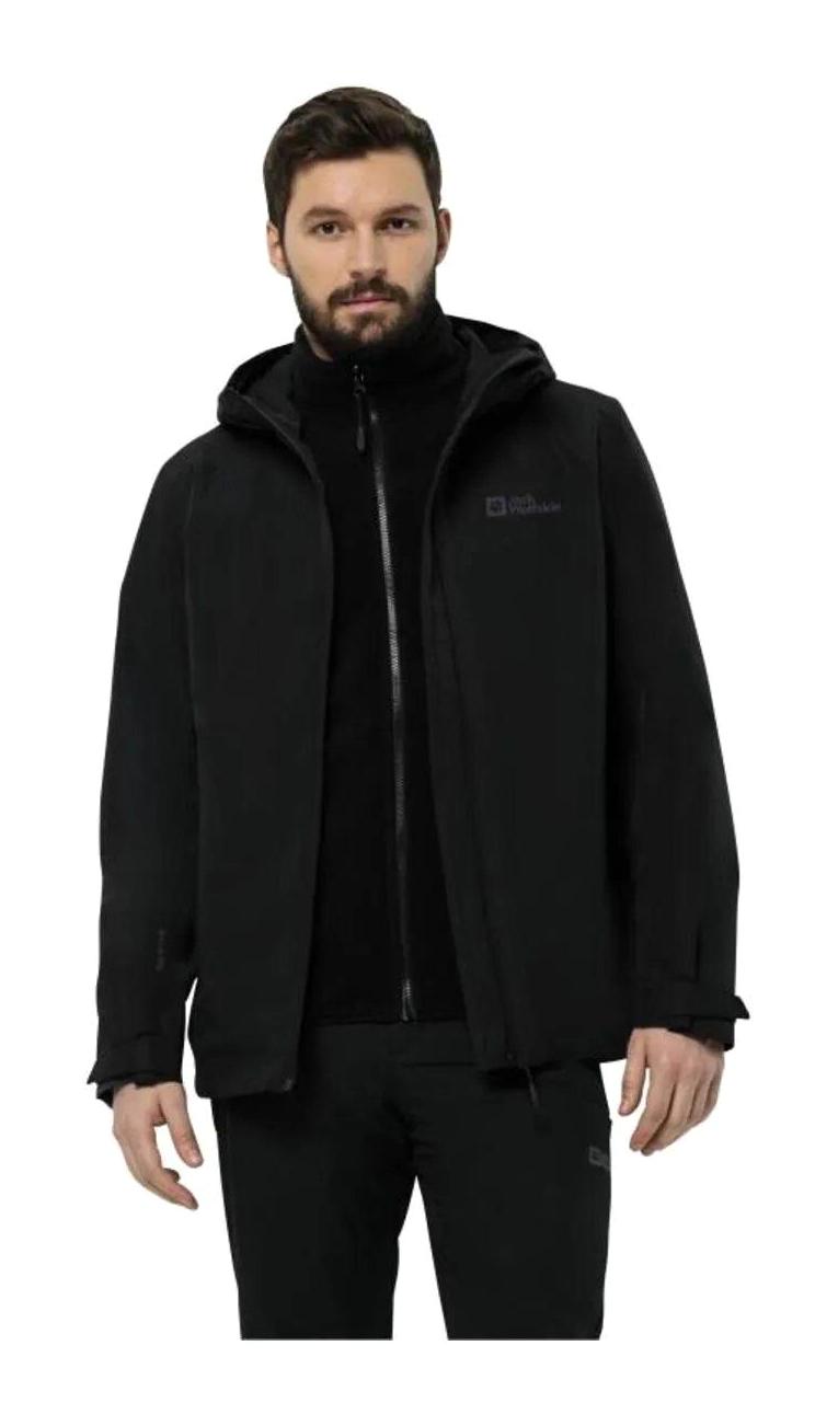 Jack Wolfskin Taubenberg 3in1 Softshell Gore Tex Su Geçirmez Fermuarlı Polyester Erkek JKT Outdoor Mont Siyah