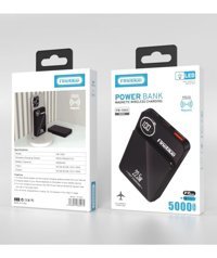 Fineblue Mini 5000 mAh Hızlı Şarj Dijital Göstergeli Type C-USB Çoklu Bağlantı Kablosuz Powerbank Siyah