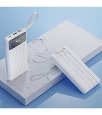 Rock P79 Pro 10000 mAh Hızlı Şarj Işıklı Dijital Göstergeli USB Type C Çoklu Bağlantı Powerbank Beyaz