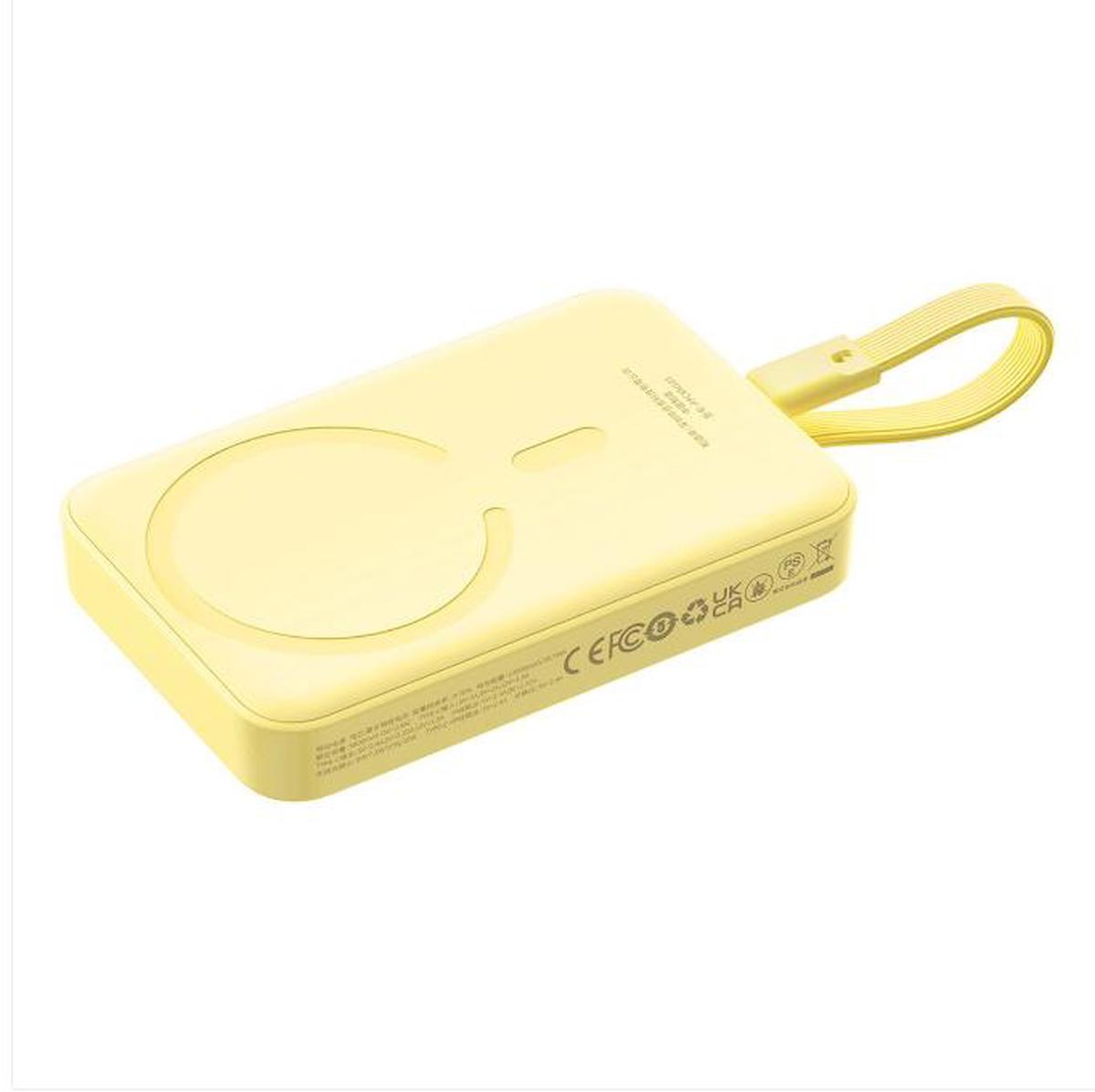 Baseus Manyetic Magsafe 30W 10000 mAh Dijital Göstergeli USB Type C Çoklu Bağlantı Kablosuz Powerbank Sarı