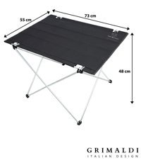 Grimaldi Geniş 73x55 cm Çantalı Dikdörtgen Alüminyum Gövdeli Siyah Kamp Masası