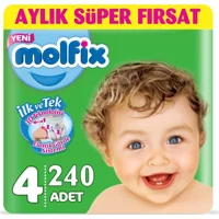 Molfix Maxi 4 Numara Göbek Oyuntulu Bantlı Bebek Bezi 240 Adet