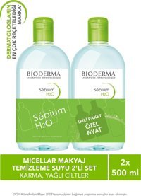 Bioderma Sebium H2O Micellar Yağlı ve Karma Ciltler Makyaj Temizleme Suyu 2x500 ml