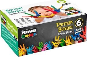 Nova Color Nc-138 Yıkanabilir 25 ml 6'lı Çok Renkli Parmak Boyası