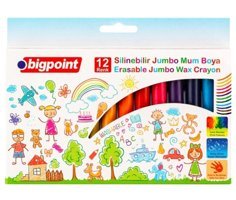 Bigpoint Jumbo Silinebilir 12'li Kalem-Mum Pastel Boya