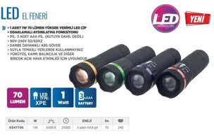Klaus KE47700 70 Lümen LED Pilli El Feneri