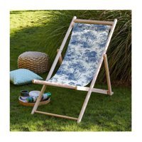 Adawall Mavi Orman Ahşap Katlanır Taşınabilir Şezlong Koltuk