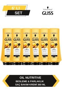 Gliss Oil Nutritive Marula Yağı Parlaklık Veren Saç Kremi 6x360 ml