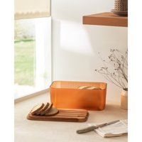 Madame Coco Eolya 21.5 cm Kapaklı Amber Ekmek Kutusu