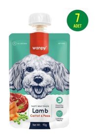 Wanpy Kuzulu-Havuçlu Ezme Yetişkin Yaş Köpek Maması 90 gr 7'li