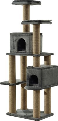 Pet Dreams Mr. Cat Lüks Oturaklı Katlı 183 cm Kedi Tırmalama Evi Gri