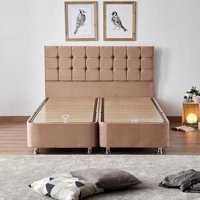 Niron Rama 180x200 cm Başlıklı Çift Kişilik Sandıklı Baza Sütlü Kahve