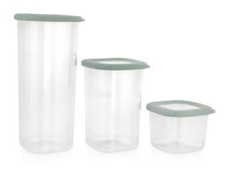 Schafer Hold Su Yeşili 3'lü Dikdörtgen Plastik Saklama Kabı