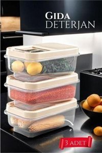 Findit 3'lü Dikdörtgen Plastik Saklama Kabı