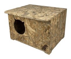 Reyo 50x35x30 cm Dikdörtgen Tek Katlı Su Geçirmez Dış Mekan Ahşap Kedi Evi Ahşap Rengi