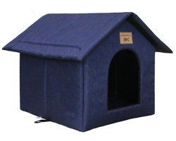 Vinnypet Kare Tek Katlı Su Geçirmez Dış Mekan Oxford Kumaş Kedi Evi Lacivert