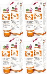 Sebamed Çok Yönlü 50 Faktör Tüm Ciltler İçin Leke Karşıtı Nemlendirici Yaşlanma Karşıtı Yağsız Suya Dayanıklı Yüz ve Vücut Güneş Kremi 4x75 ml