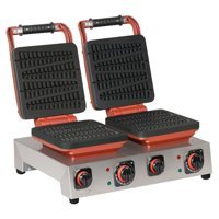 Omake Şekilli İkili Çift Taraflı Kırmızı Waffle Makinesi