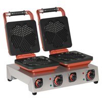 Omake Çiçek İkili Çift Taraflı Kırmızı Waffle Makinesi