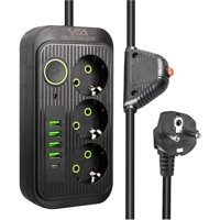 Vea Typ-C 3'lü Soket 1.5 metre 4 Usb'li Kablolu Çiftli Akım Korumalı Priz