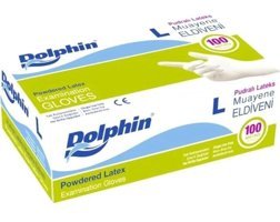 Dolphin Pudralı Lateks Beyaz Large Hijyen Temizlik Eldiveni 100 Adet