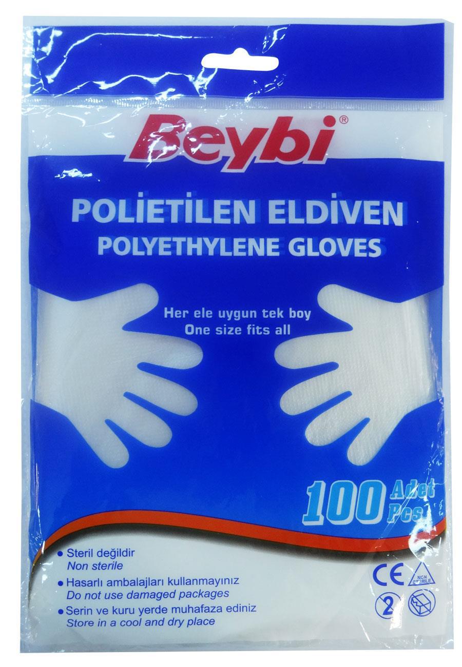Beybi Polietilen Şeffaf Standart Temizlik Temizlik Eldiveni 100 Adet