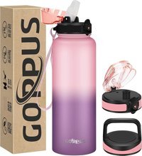 Goppus Flip Top Paslanmaz Çelik 1.2 lt Pipetli Outdoor Matara Termos Mor - Pembe
