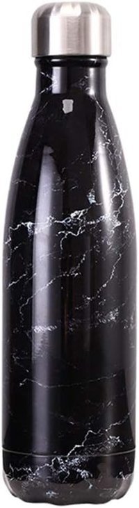 Jiminiso Vakum Kapaklı Paslanmaz Çelik 500 ml Outdoor Şişe Termos Siyah Mermer