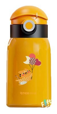 Vagonlife Balonlu Uçan Kedi Paslanmaz Çelik 470 ml Pipetli Outdoor Matara Termos Sarı