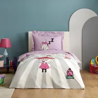 Karaca Home Pamuk 160x220 cm Lastikli Çarşaflı Kral Şakir Tek Kişilik Nevresim Takımı Pembe-Beyaz