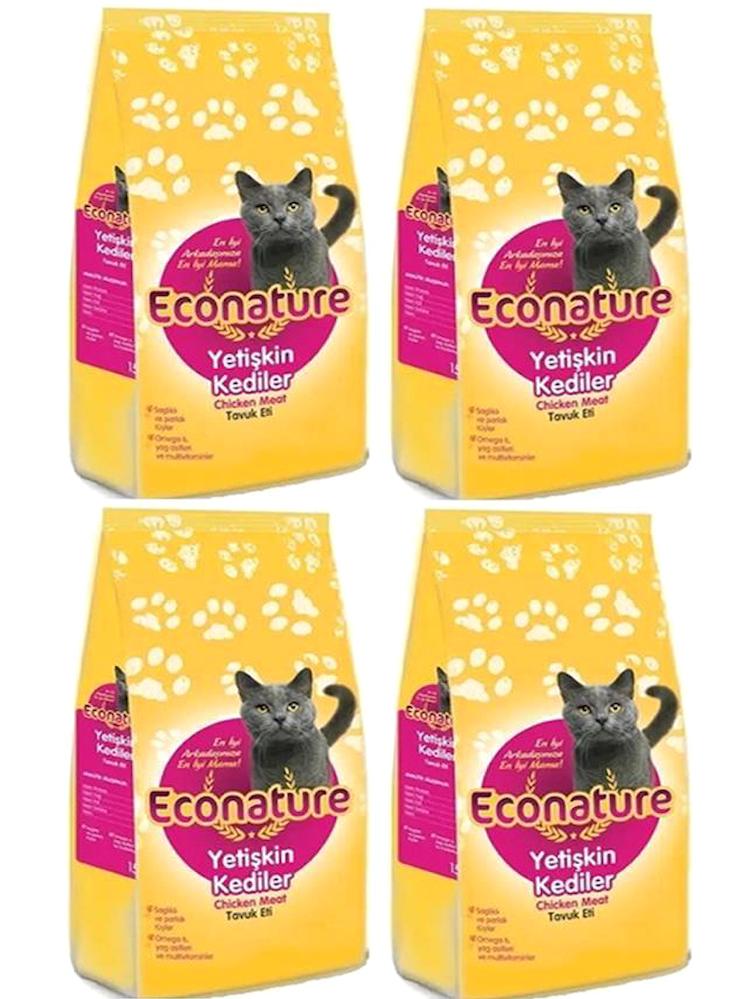 Econature Tavuklu Tahıllı Yetişkin Kedi Maması 4x1 kg