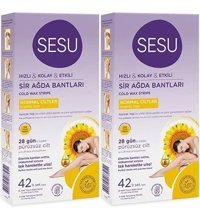Sesu En Kısa Tüyler Normal Ciltler Hipoalerjenik 2x42 Adet Kadın Tüm Vücut Ağda Bandı