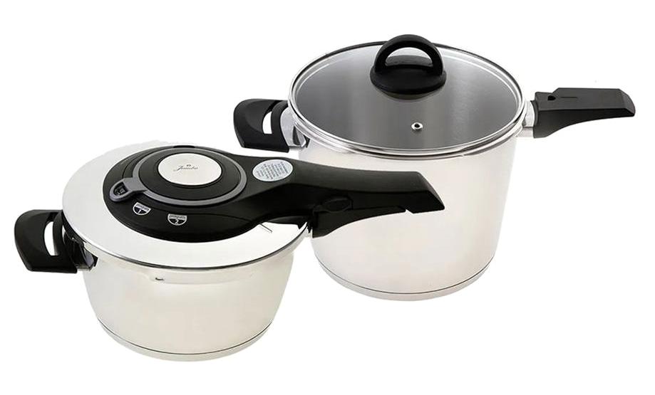 Jumbo Procook Clipso Kapak-Normal Kapak Paslanmaz Çelik 4+6 lt Düdüklü Tencere Seti Siyah