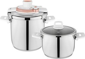 Schafer Optima Clipso Kapak-Normal Kapak Paslanmaz Çelik 6.5 lt Düdüklü Tencere Beyaz-Rose Gold