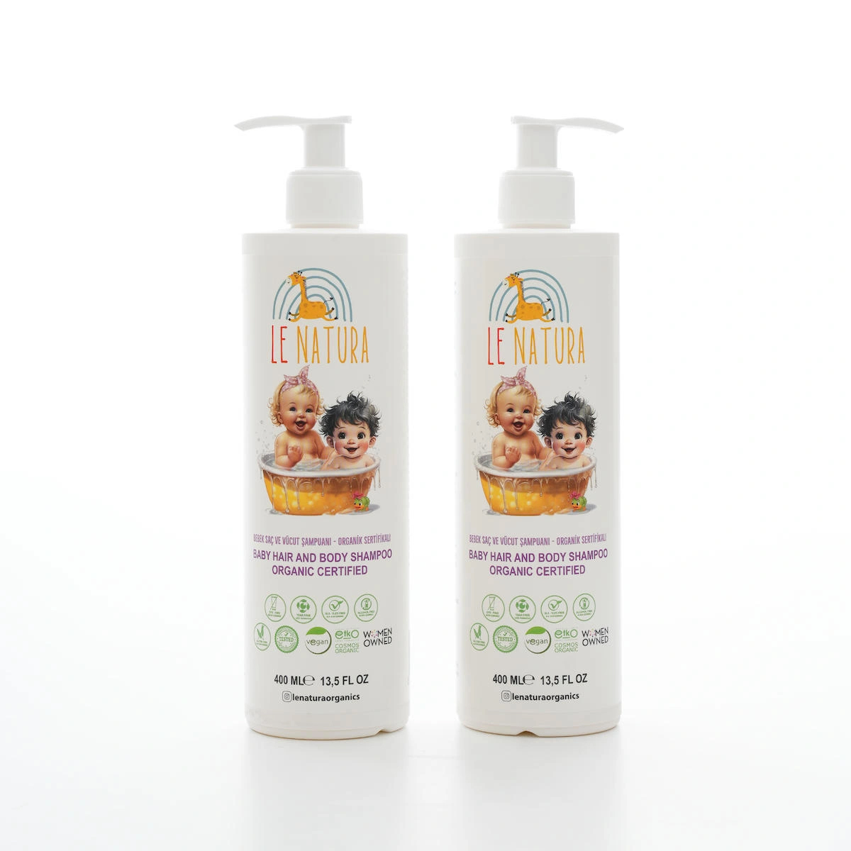 Le Natura Yenidoğan İçin Bitki Özlü Bebek Şampuanı 2x400 ml