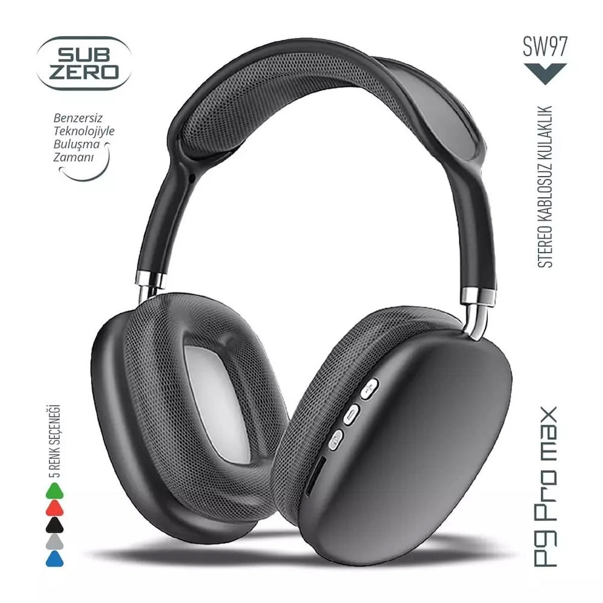 Subzero Sw97 Android & iOS Uyumlu 5.0 Silikonlu Kablosuz Kulak Üstü Bluetooth Kulaklık Siyah