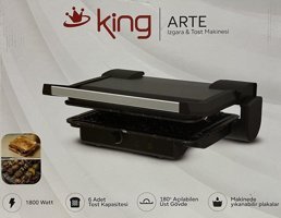 King Arte 6 Dilim Döküm Çıkartılabilir Plaka Çift Taraflı Siyah Izgaralı Tost Makinesi