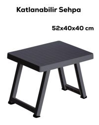 Erbaşlar Katlanabilir Kare Plastik 40x50 cm Siyah Bahçe Masası