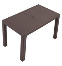 Evpark Elit Dikdörtgen Plastik 70x120 cm Kahverengi Bahçe Masası